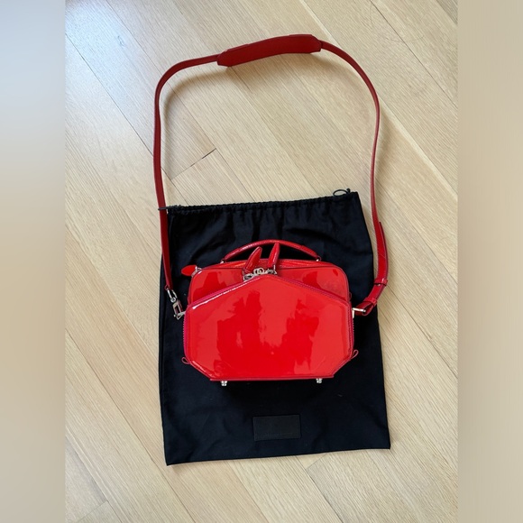 ALEXANDER WANG RED PATENT LEATHER BOX BAG - Picture 6 of 7